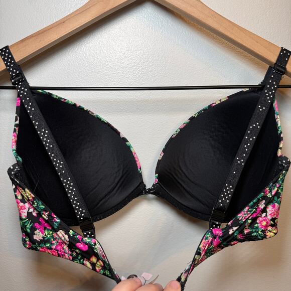 Victoria's Secret Polka Dot Floral Print Push Up Bra Adjustable Size 34D - Picture 5 of 5